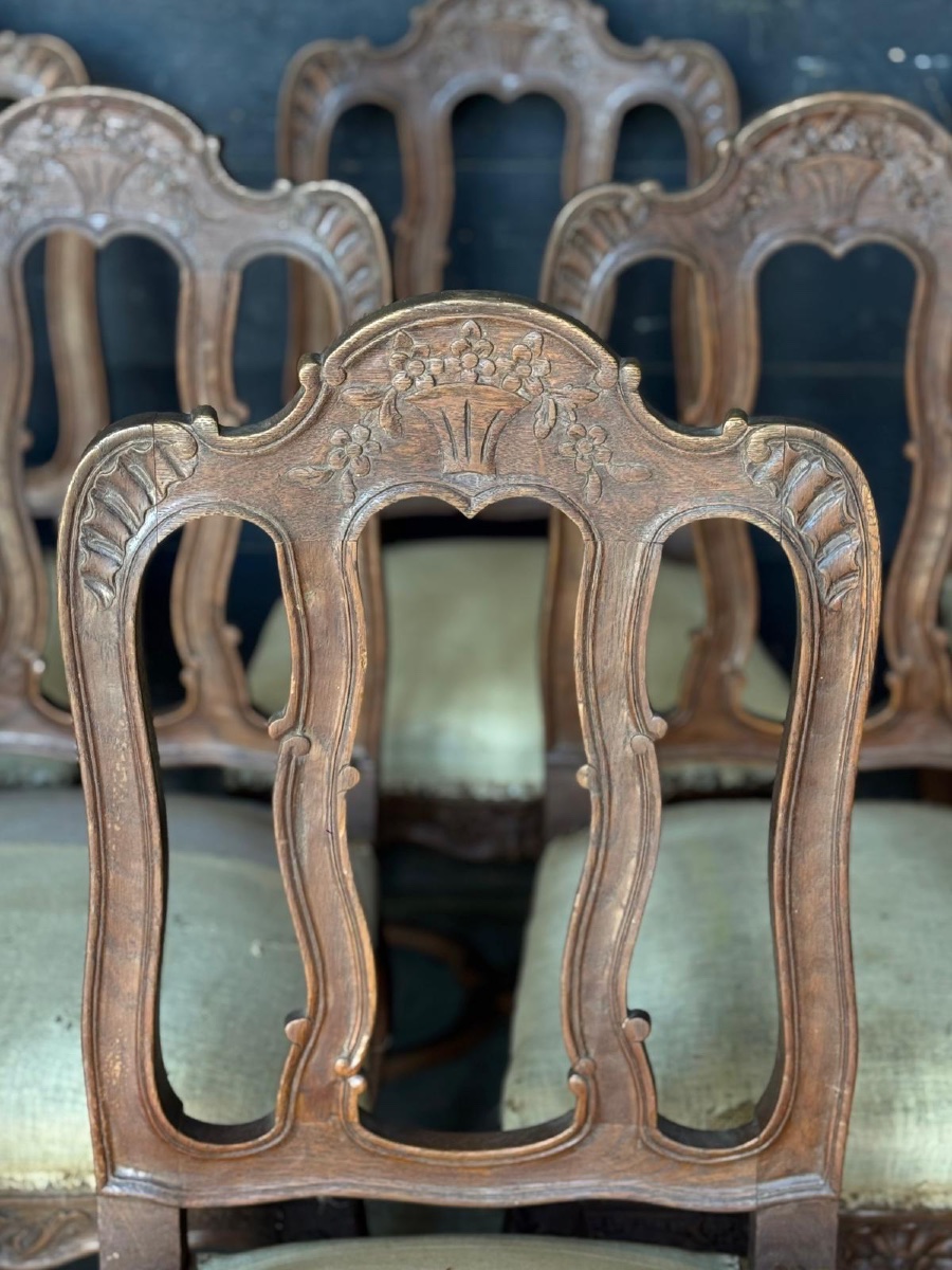 Set Of Eight Louis XV Chairs Made Of Oak -photo-4