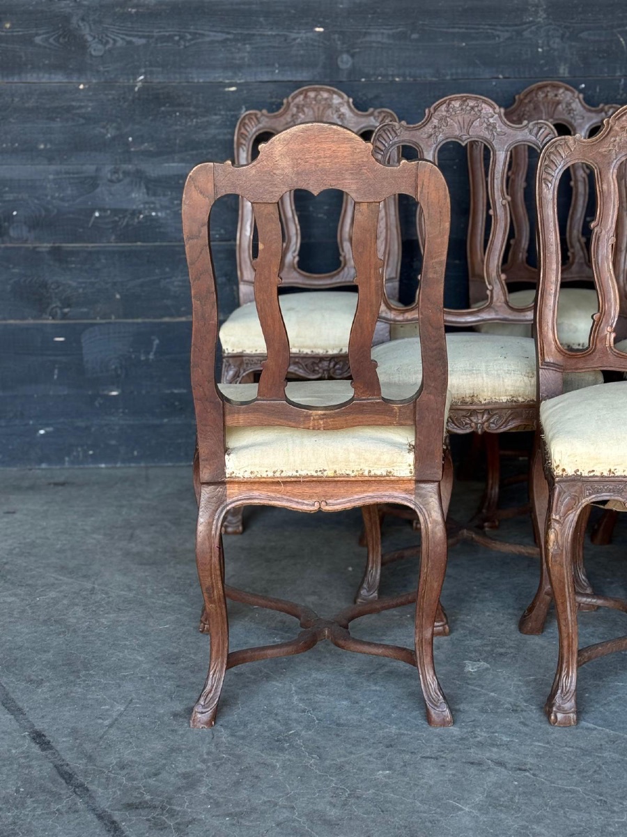 Set Of Eight Louis XV Chairs Made Of Oak -photo-6