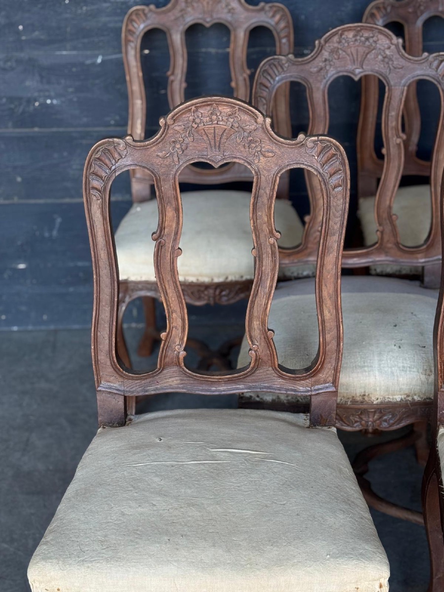 Set Of Eight Louis XV Chairs Made Of Oak -photo-8