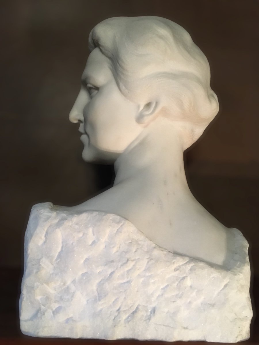 Art Deco Carrara Marble Bust 1926