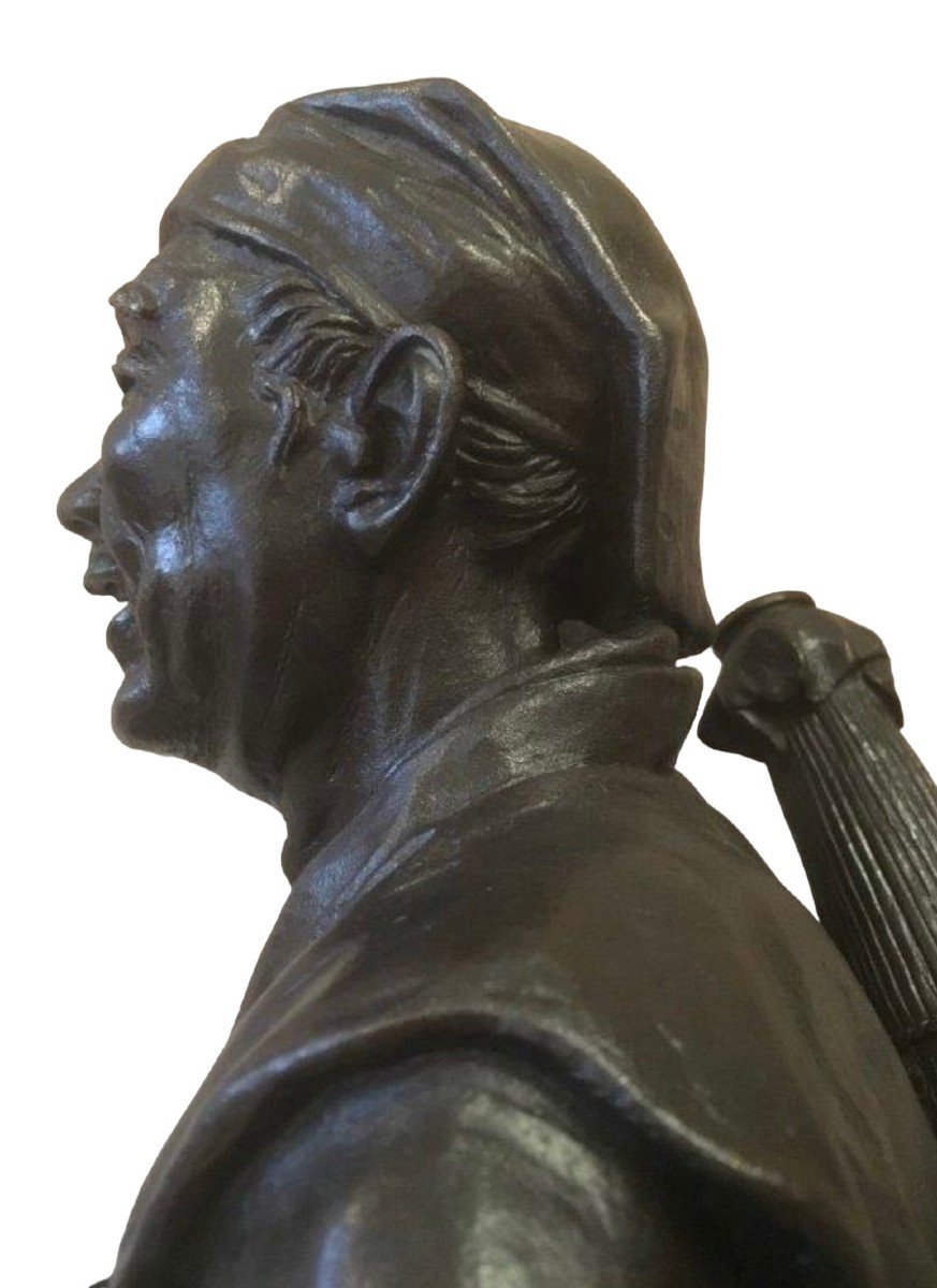 Grand Bronze "musicien" Japonais 19ème. ( 61 cm )-photo-5