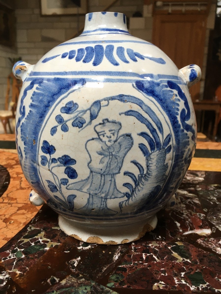 Bouteille De Pèlerin En Faïence De Nevers 18e  Siècle.-photo-6