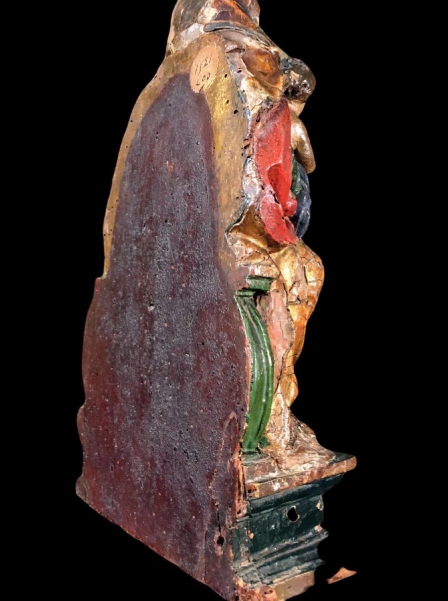 Saint Anne Trinitarian In Polychromed Wood 16th Century-photo-6