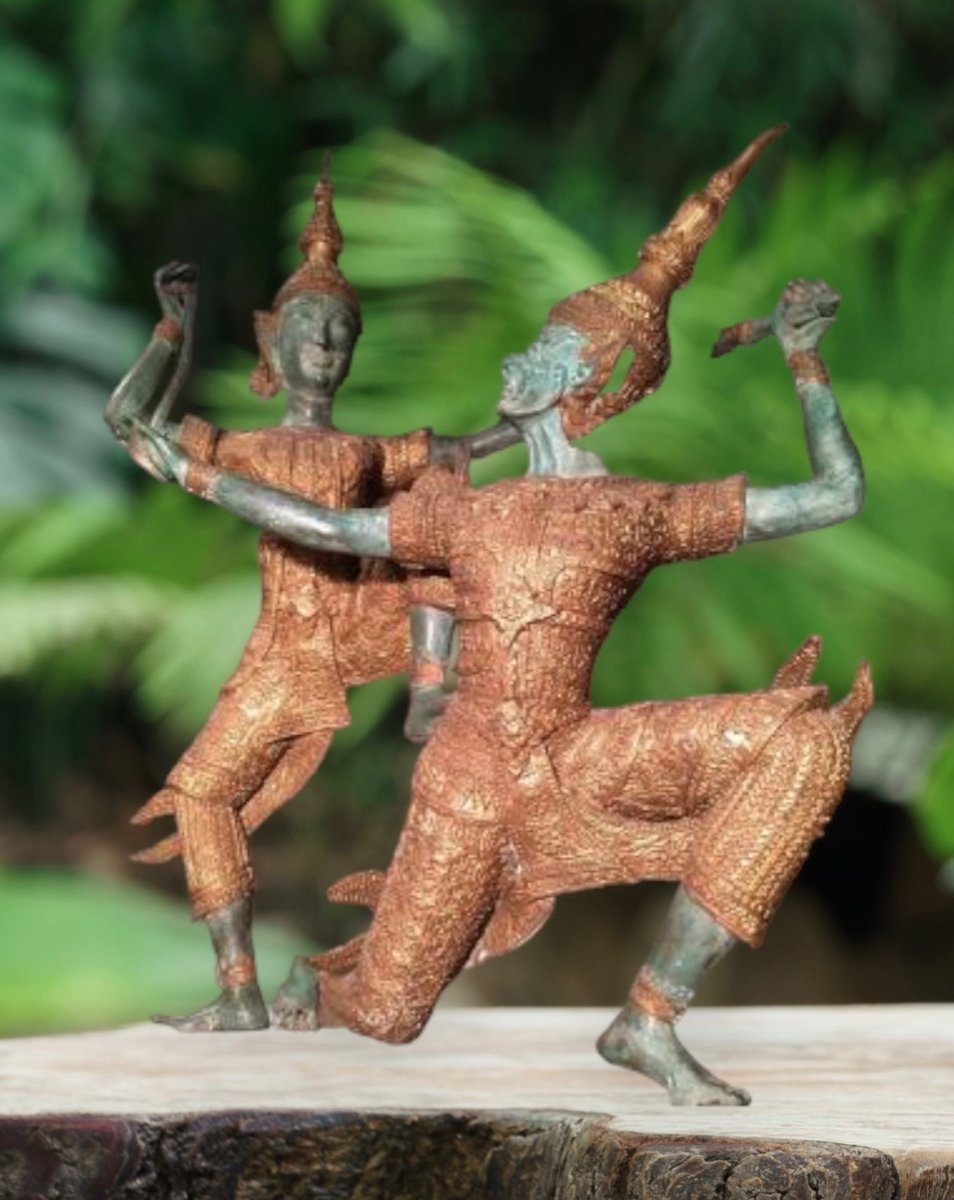 Green Patinated Gilt Bronze Sculpture. Height: 53 Cm.-photo-8
