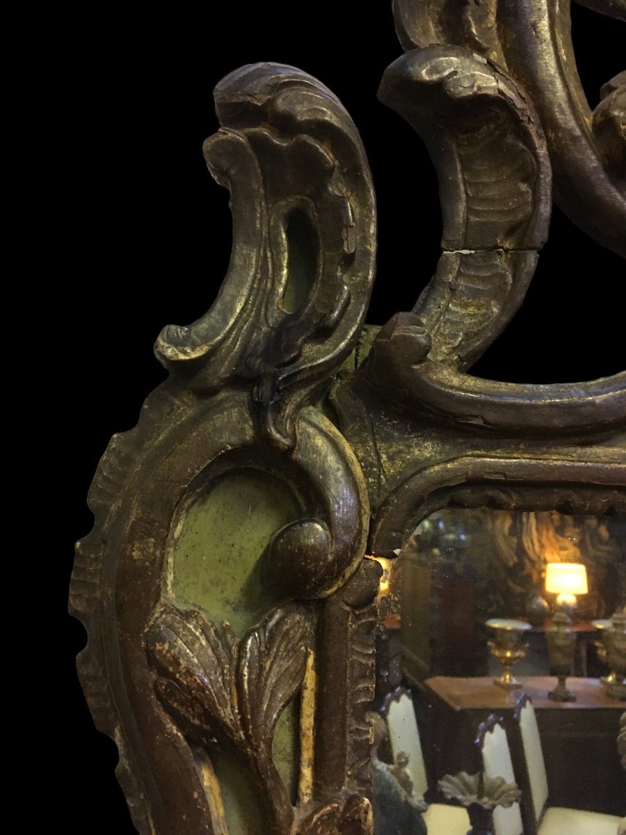 18th Century Golden Wood Wedding Mirror 118x67 Cm-photo-1