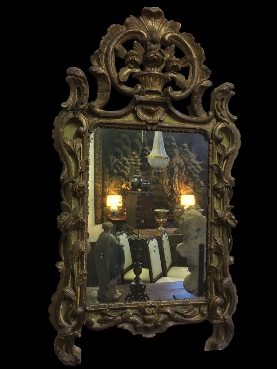 18th Century Golden Wood Wedding Mirror 118x67 Cm-photo-7