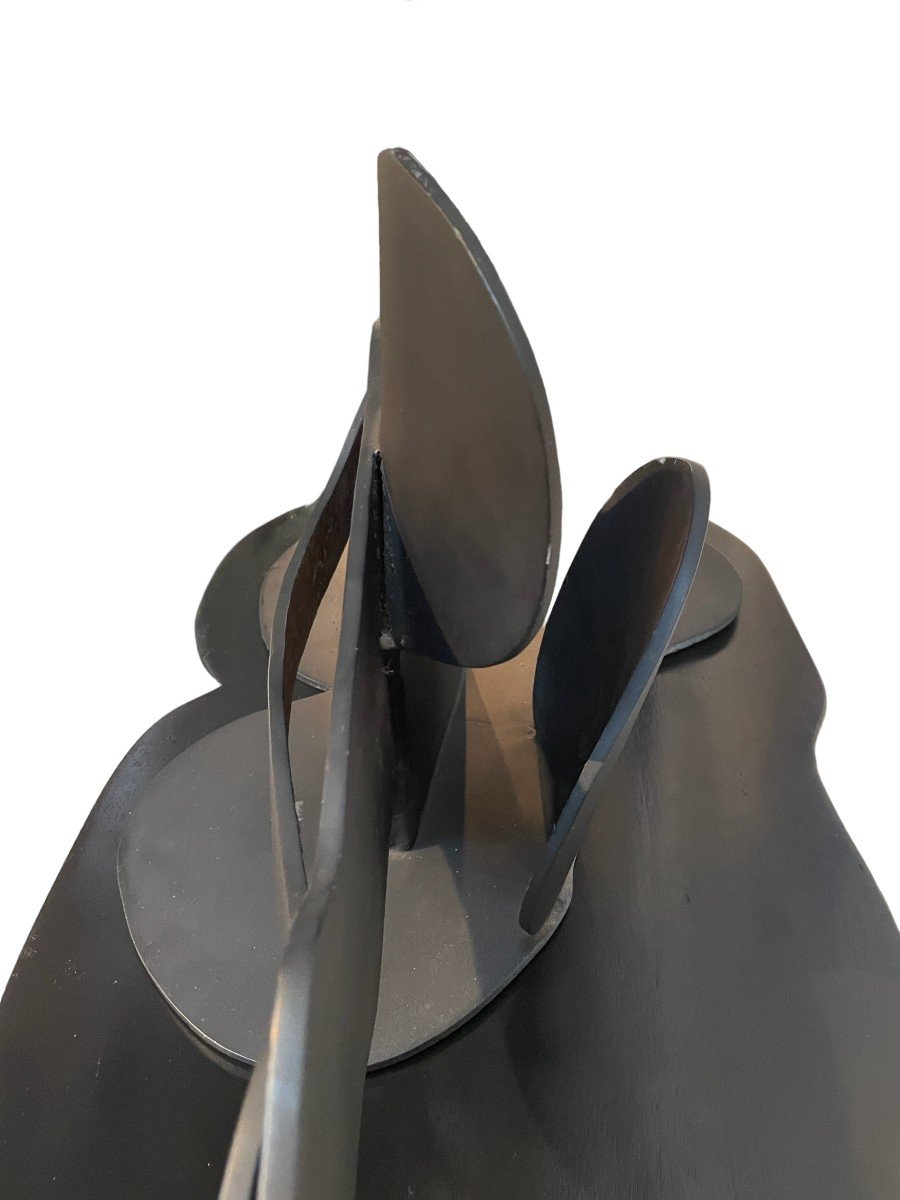 Sculpture "posing Lady" En Métal Noir 20ème.-photo-3