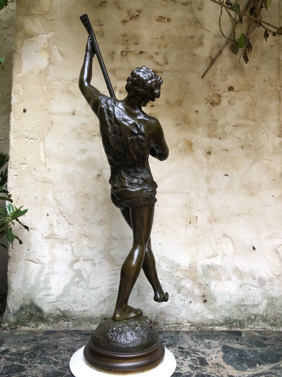 Grande Sculpture En Bronze " Homme Musicien " Signé Rousseau, 19ème.-photo-2