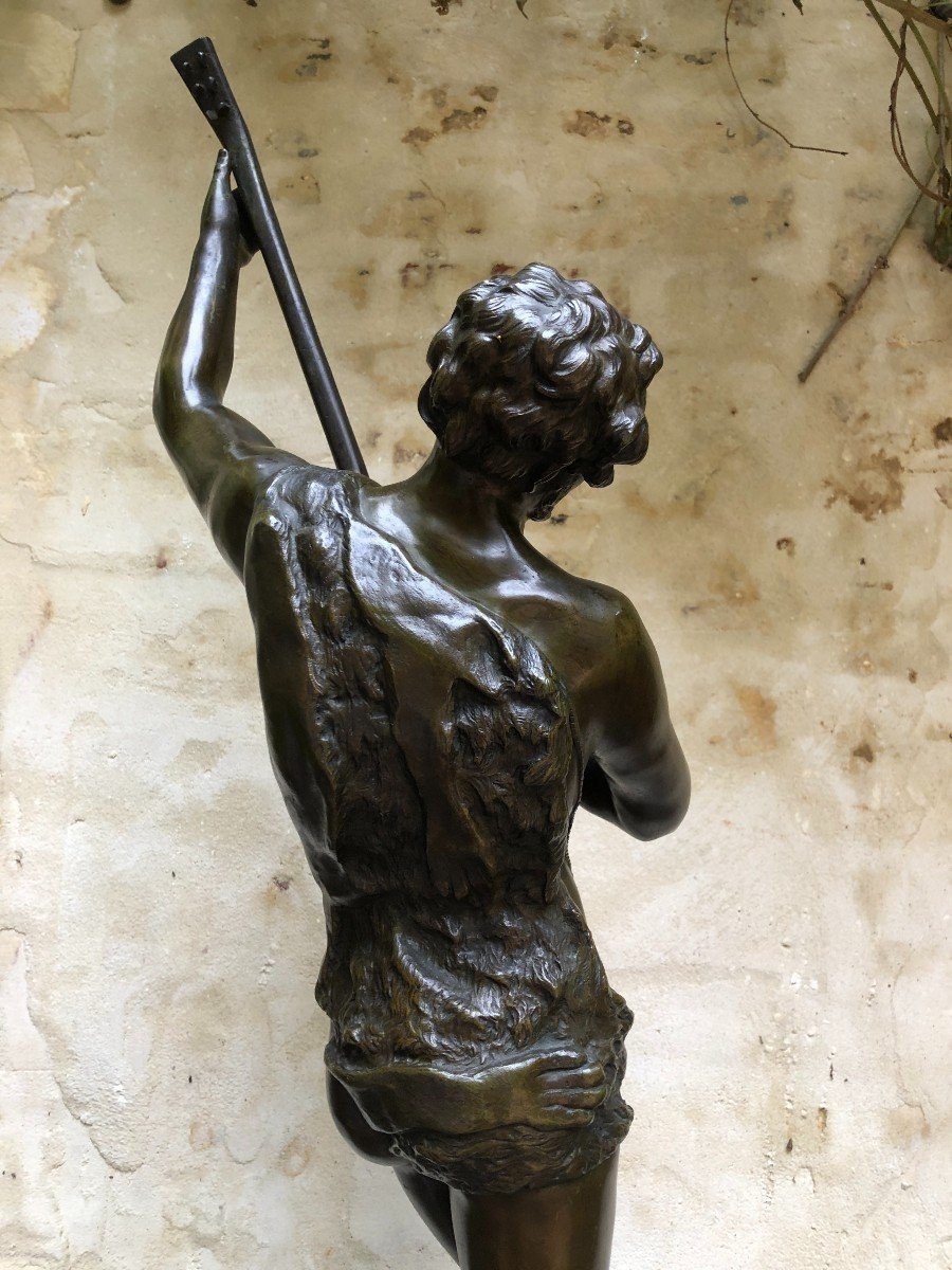 Grande Sculpture En Bronze " Homme Musicien " Signé Rousseau, 19ème.-photo-5