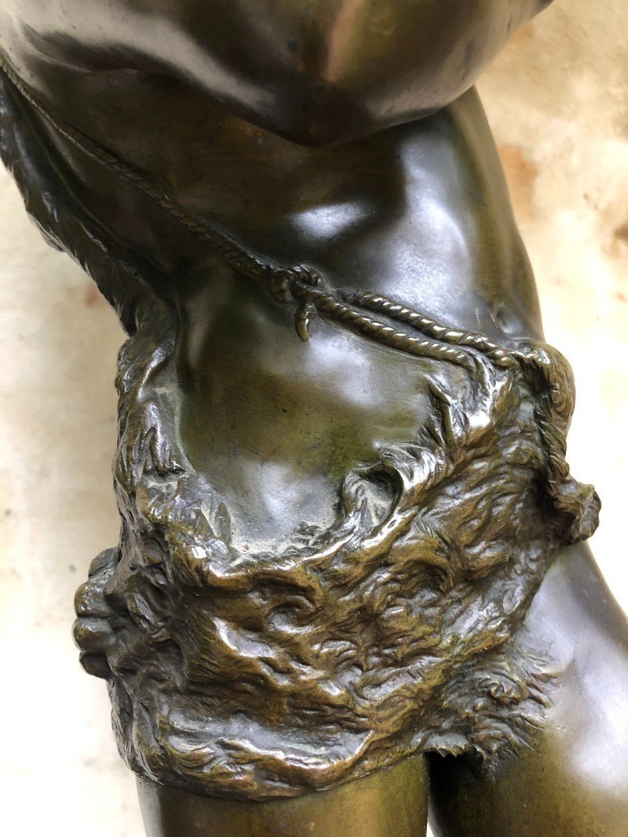 Grande Sculpture En Bronze " Homme Musicien " Signé Rousseau, 19ème.-photo-6