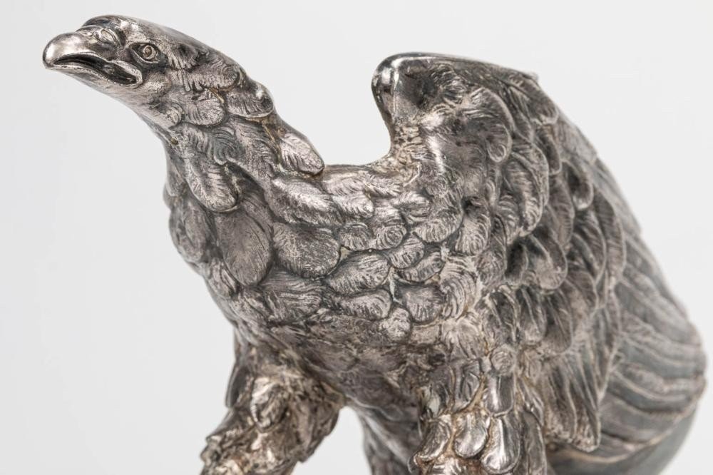 Rare "eagle" Bottle Holder In Silver Bronze 19thc.-photo-6