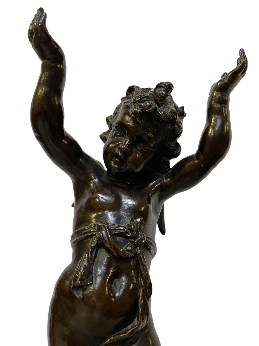Jolie Sculpture d'Un Ange En Bronze 19ème.-photo-3