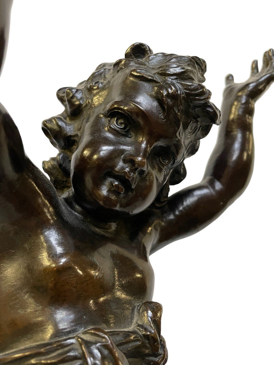 Jolie Sculpture d'Un Ange En Bronze 19ème.-photo-2
