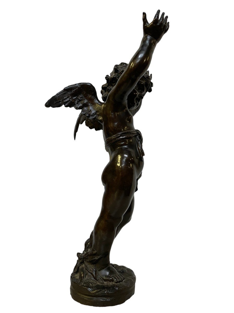 Jolie Sculpture d'Un Ange En Bronze 19ème.-photo-3