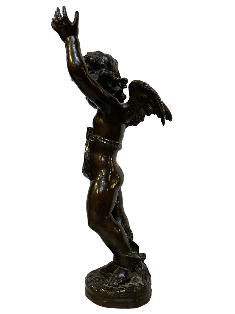 Jolie Sculpture d'Un Ange En Bronze 19ème.-photo-6