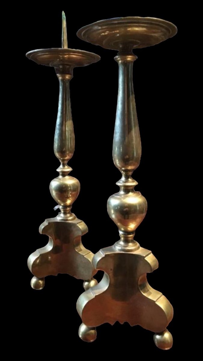 A Pair Of Bronze Torches Around 1700-photo-5