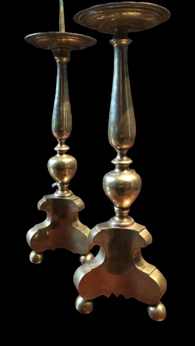 A Pair Of Bronze Torches Around 1700