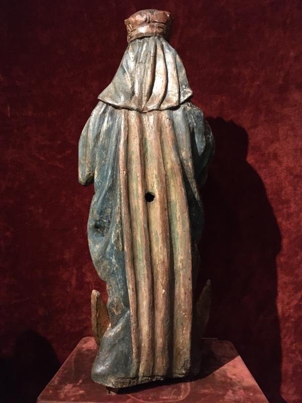 Sculpture In Polychromed Walnut Wood Around 1600, Height 69 Cm.-photo-5