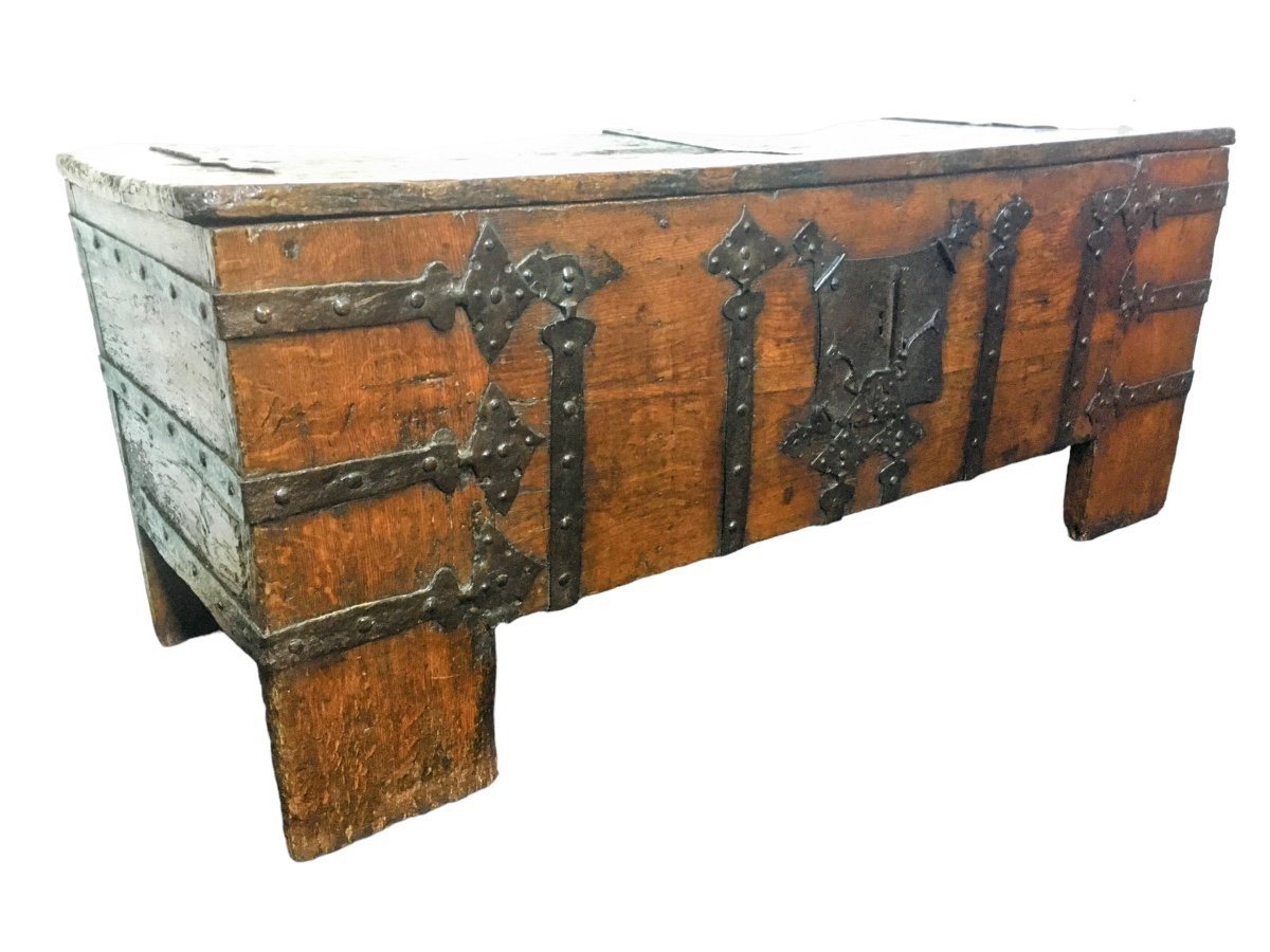 Large Gothic Oak Chest From Around 1530 Width 177 Cm-photo-3