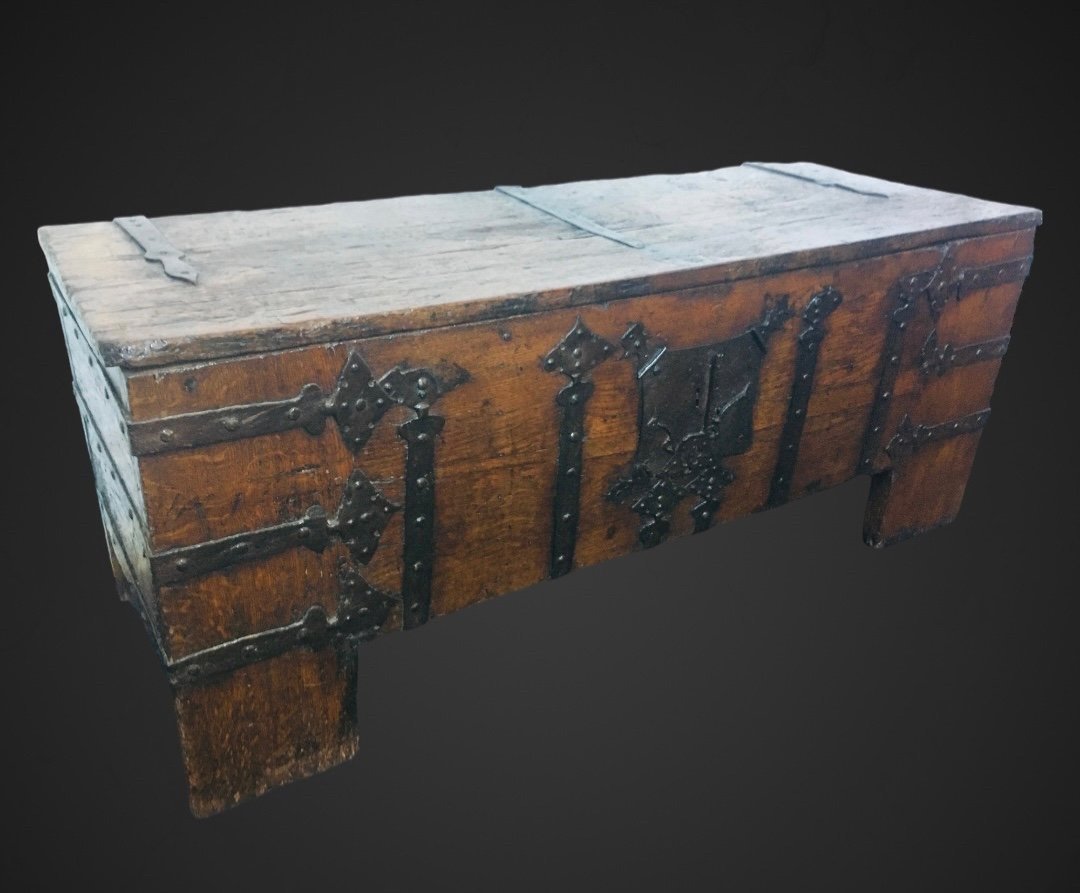 Large Gothic Oak Chest From Around 1530 Width 177 Cm-photo-6
