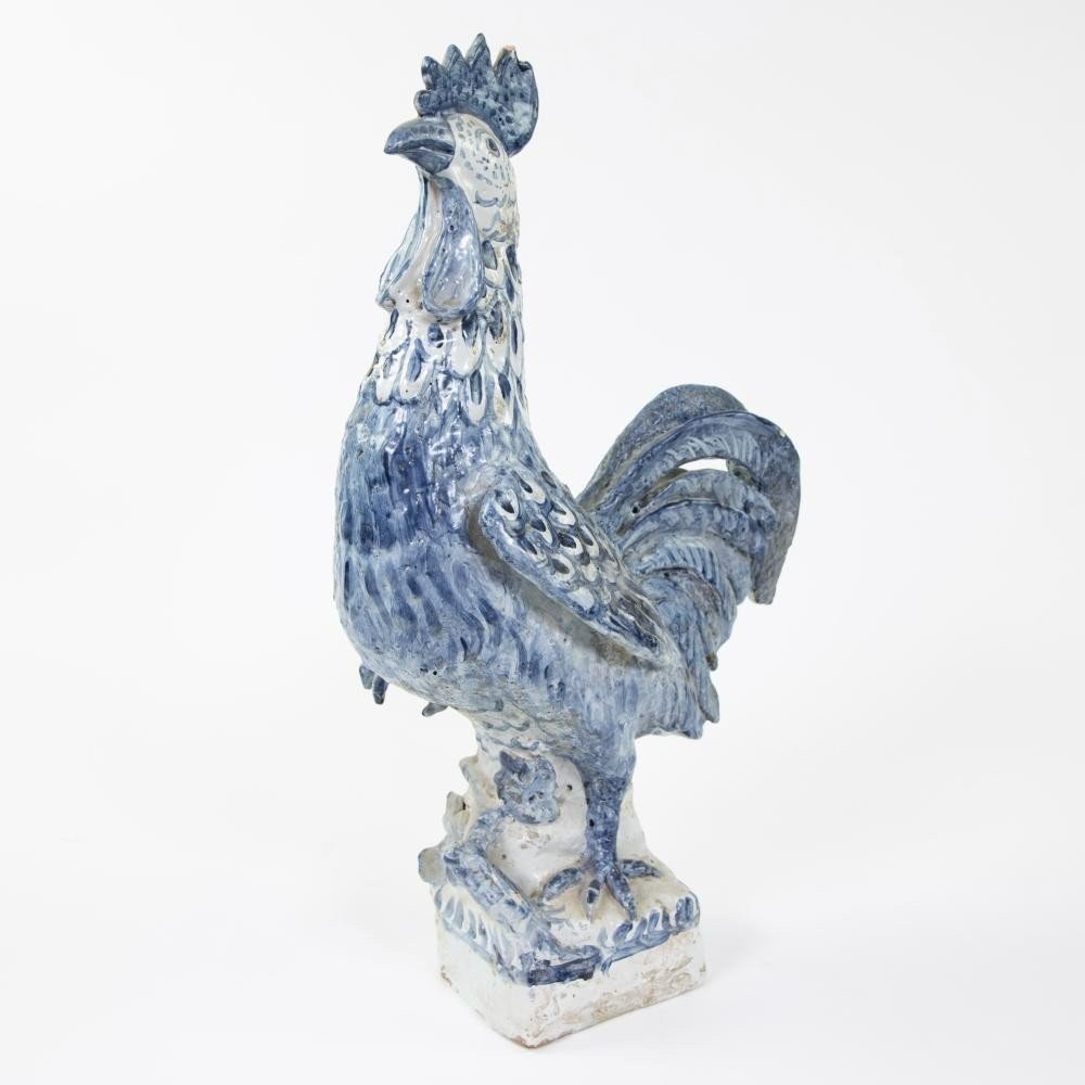 18th Century Hand Painted Ceramic Rooster. (47.5 Cm)-photo-3