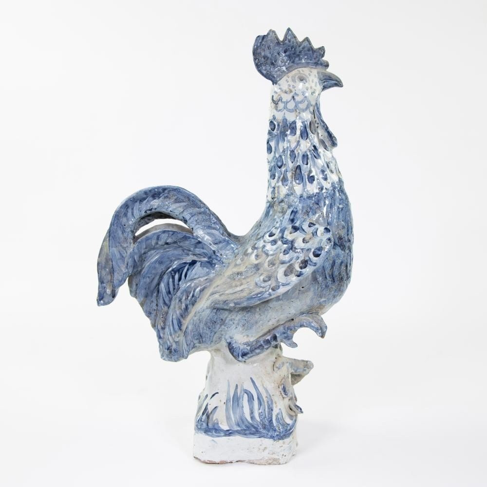 18th Century Hand Painted Ceramic Rooster. (47.5 Cm)