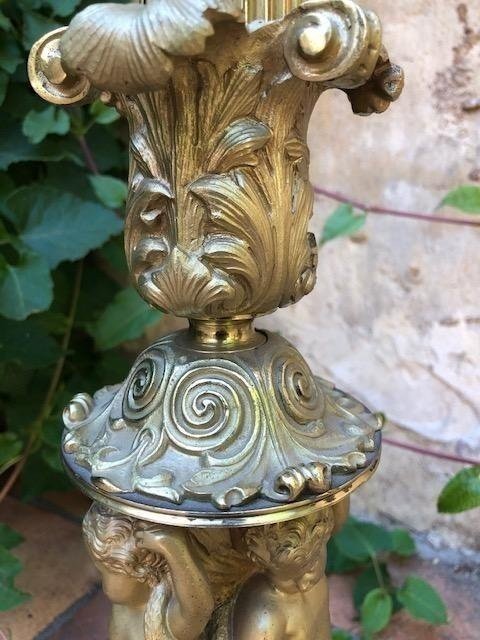 Pair Of Large 6 Bourgeois Candelabras In Gilt Bronze 19thc.-photo-3