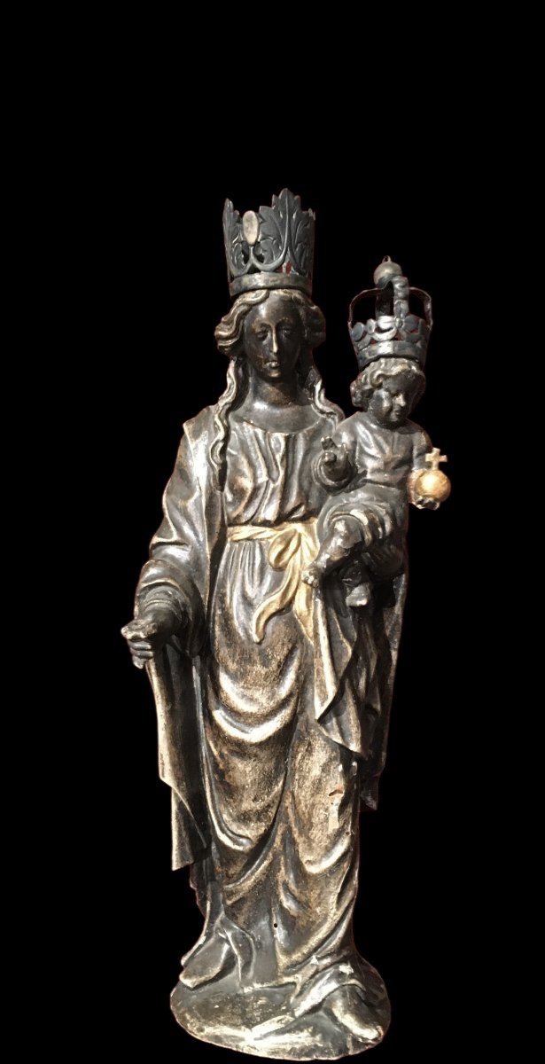 Sculpture Of Virgin Mary With Child 18th Century.-photo-4