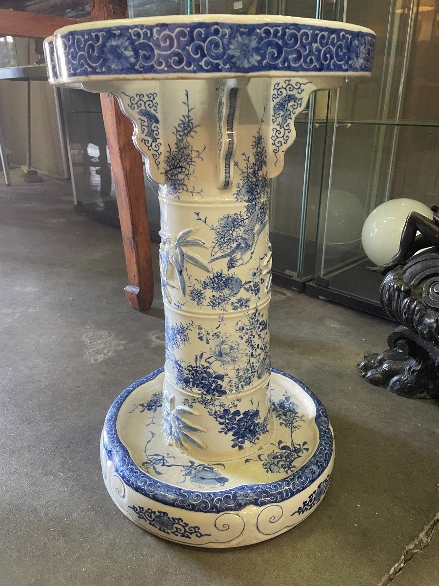 Umbrella Stand / Canes In Blue / White Oriental Porcelain Circa 1900-photo-2