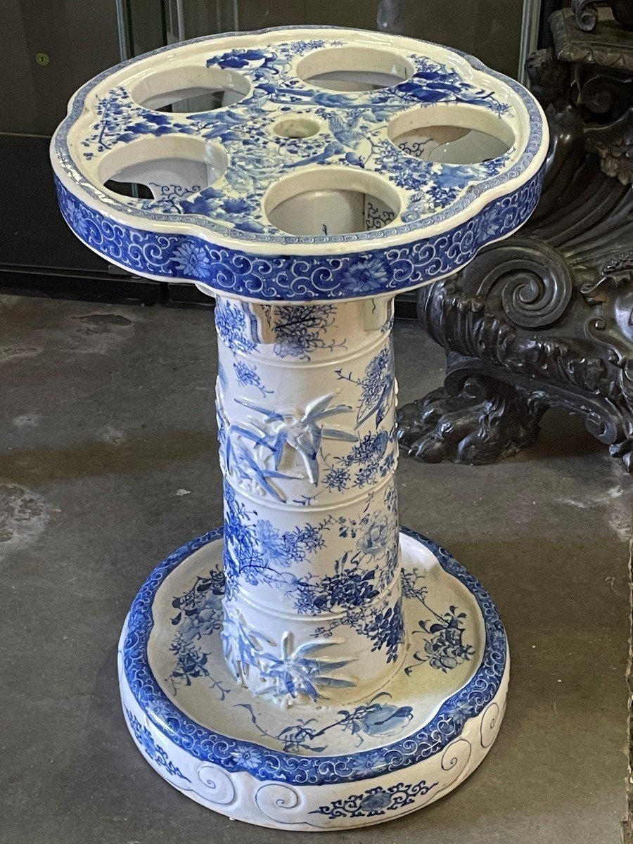 Umbrella Stand / Canes In Blue / White Oriental Porcelain Circa 1900-photo-8