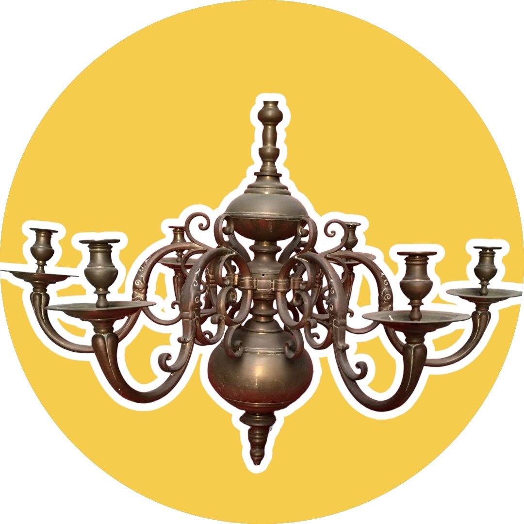 Large Bronze Candle Chandelier, Heavy 65 Kg -photo-7