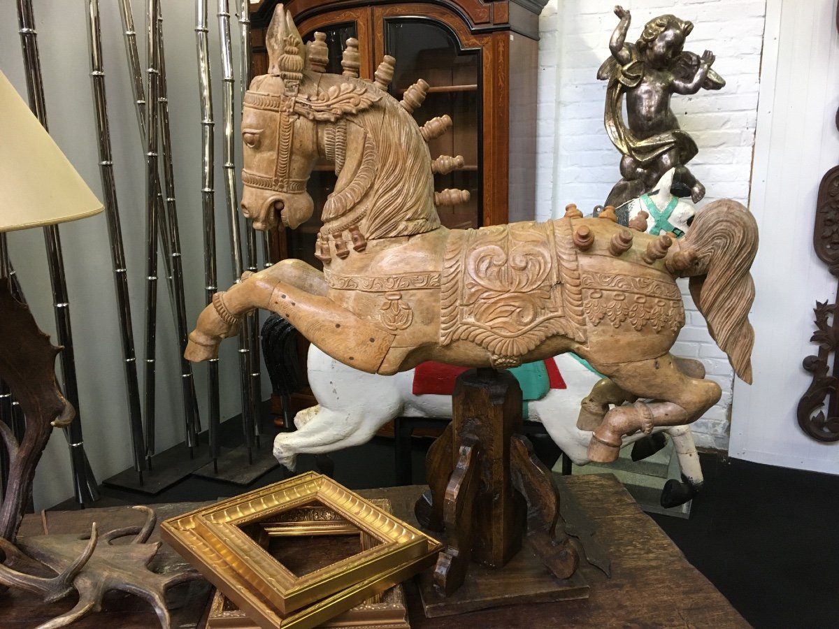 Wooden Horse On Wooden Base. -photo-8