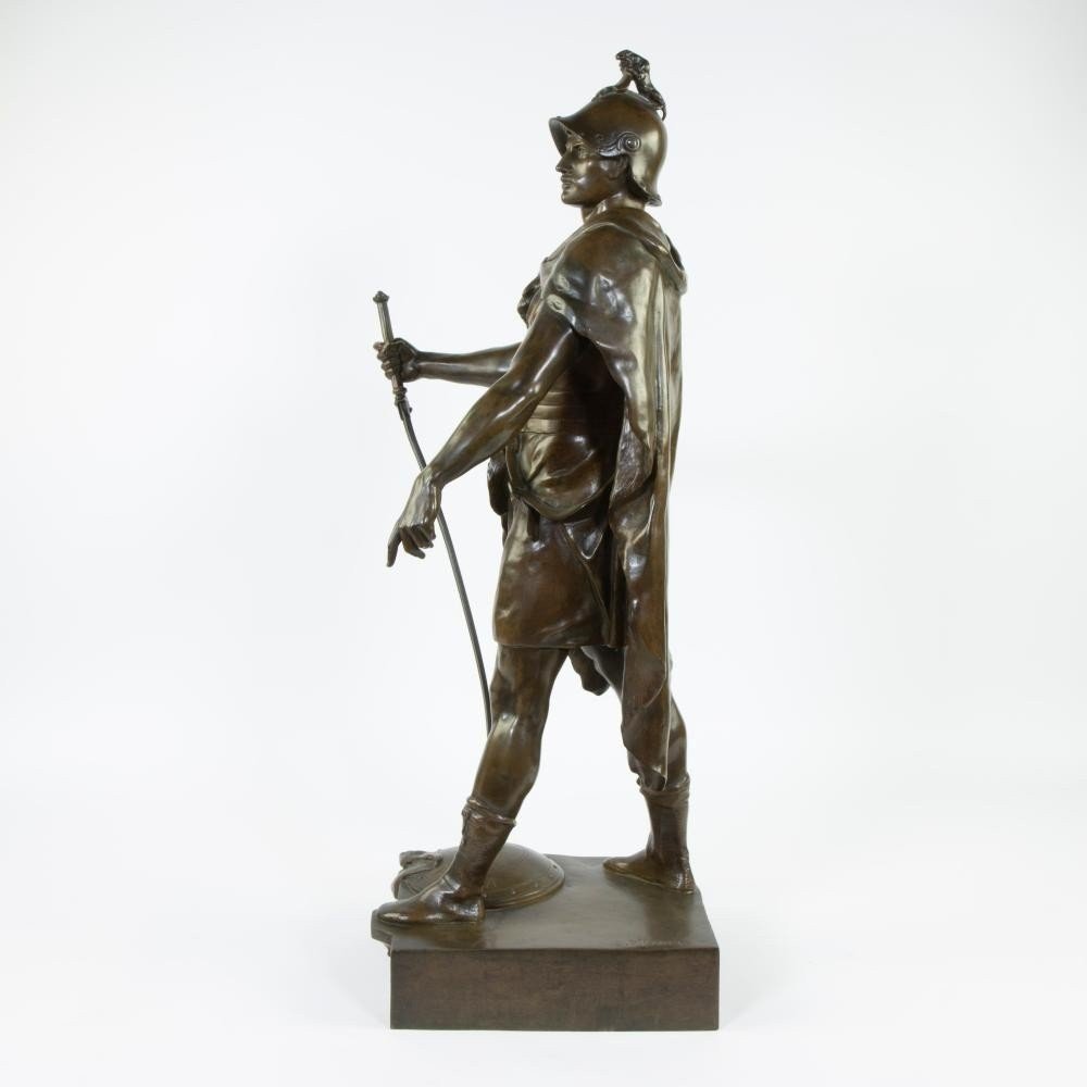 Large Bronze Sculpture "le Devoir" Honor Patria By E.picault 19thc.-photo-3