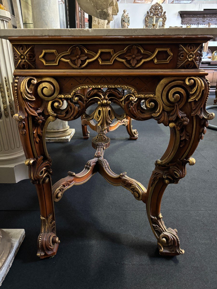 Large Decorative Console In Carved Wood 20thc.-photo-3