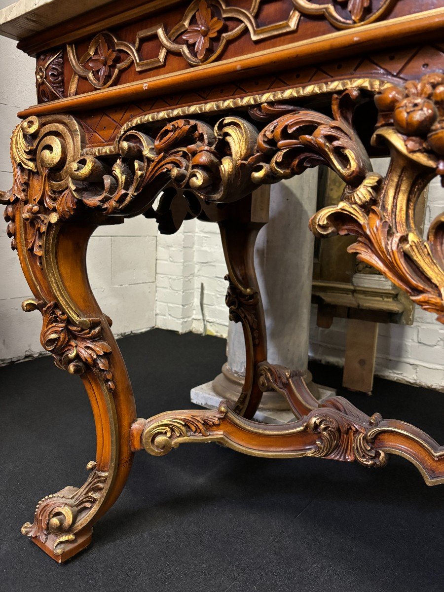 Large Decorative Console In Carved Wood 20thc.-photo-7