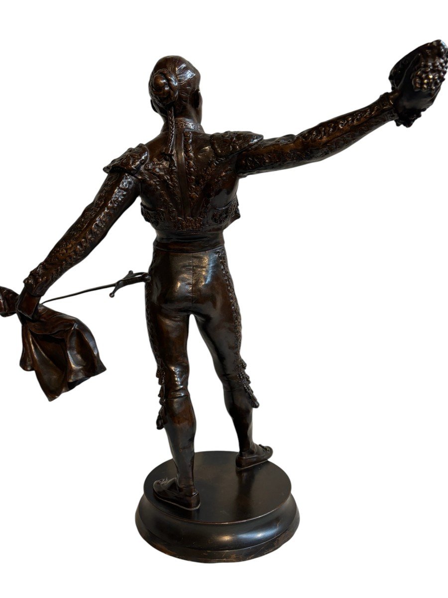 Grande Sculpture En Bronze d'Un Matador 19ème.-photo-4