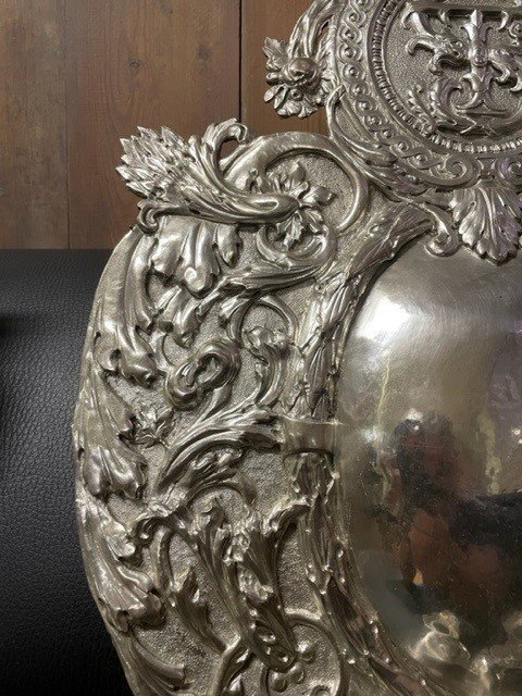 Pair Of Wall Sconces / Candle Holders In Silver Metal 19thc.-photo-5