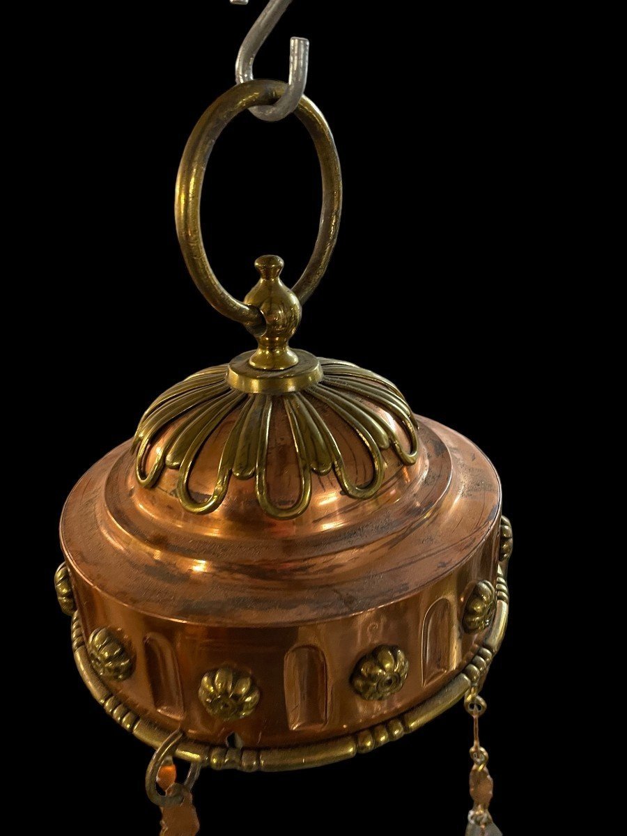 Large “lampe-dieu” In Yellow And Red Copper In Louis XVI Style 19thc.-photo-3