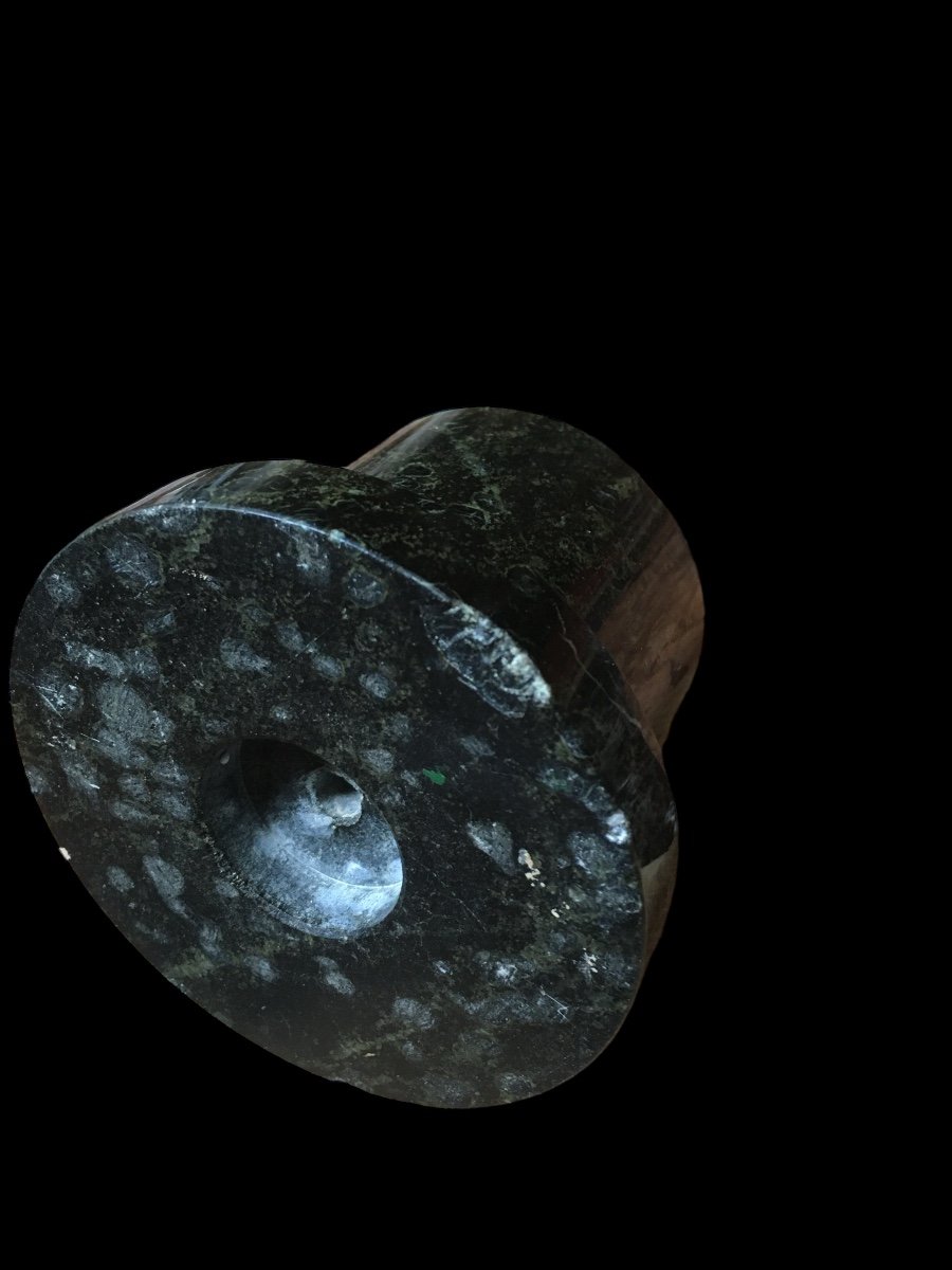 Wooden Sculpture (atlas) On Green Marble Base.-photo-5