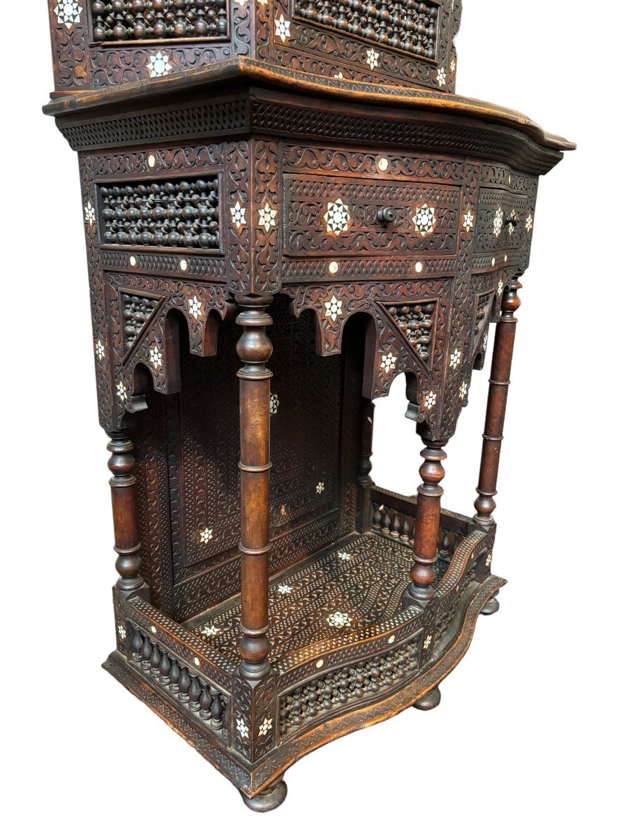 Carved Furniture With Ebony And Mother-of-pearl Inlays. Syria, Early 19th Century.-photo-4