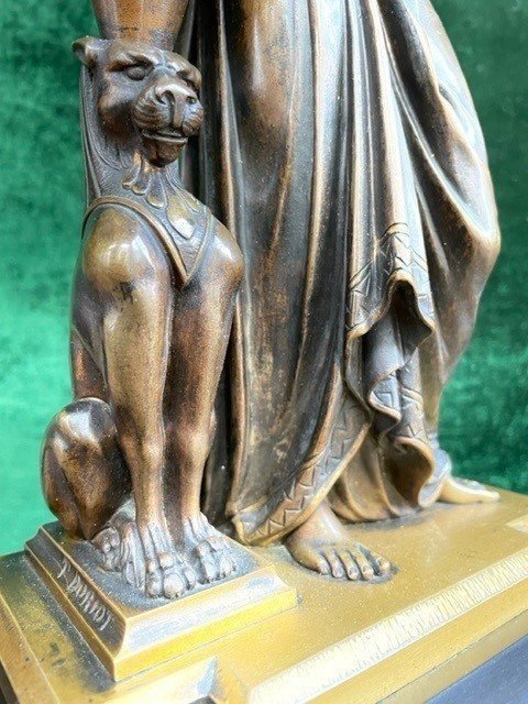 Pendule " Retour d'Egypte " En Bronze / Bronze Doré / Marbre 19ème.-photo-4