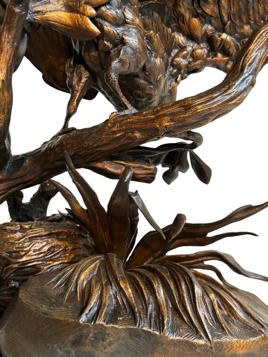 Jolie Sculpture "l'heure Du Repas" En Bronze De J. Moigniez 19ème.-photo-5