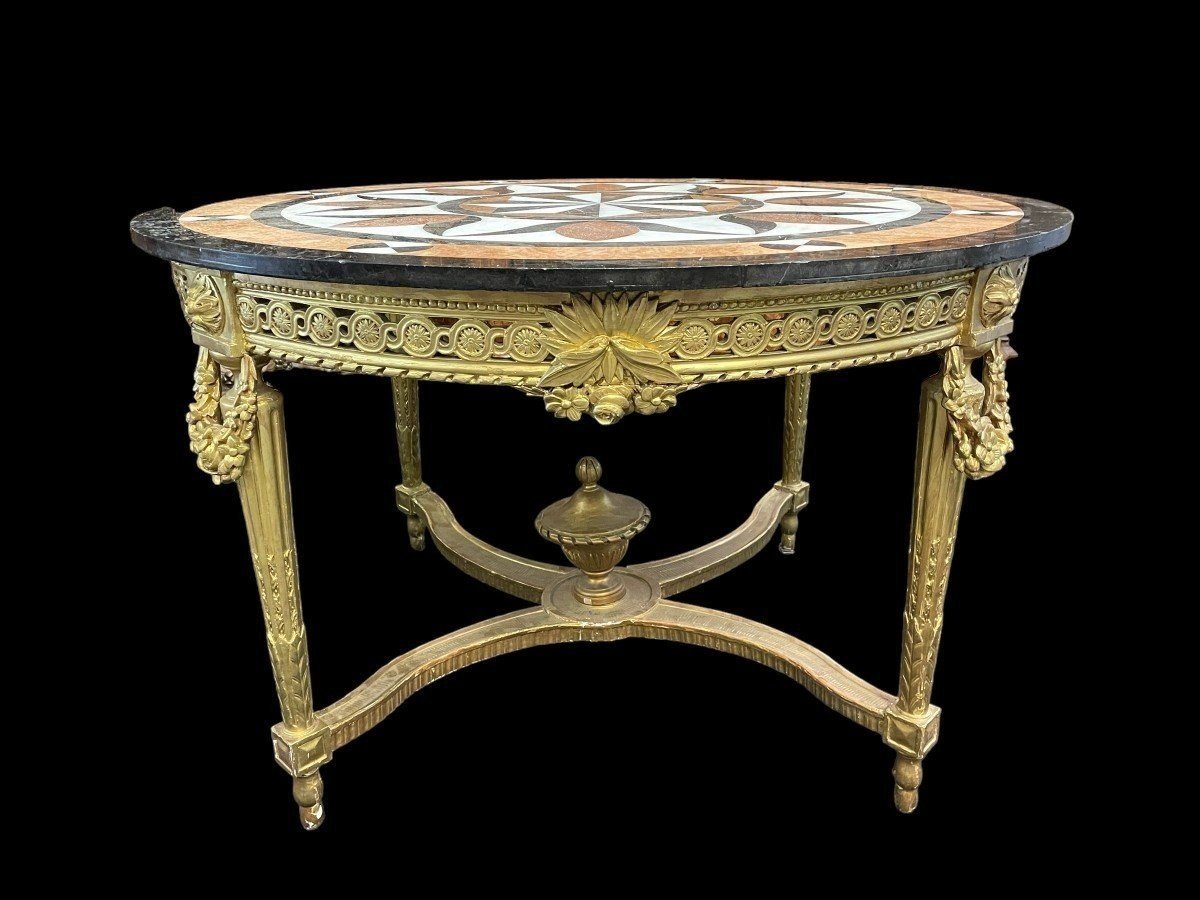 Large Louis XVI Style, Gilt Wooden Center Table 19thc.-photo-3