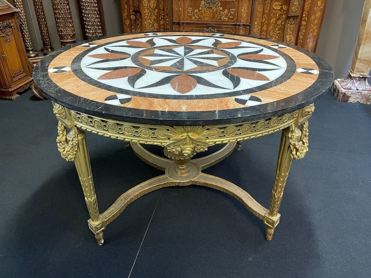 Large Louis XVI Style, Gilt Wooden Center Table 19thc.-photo-3