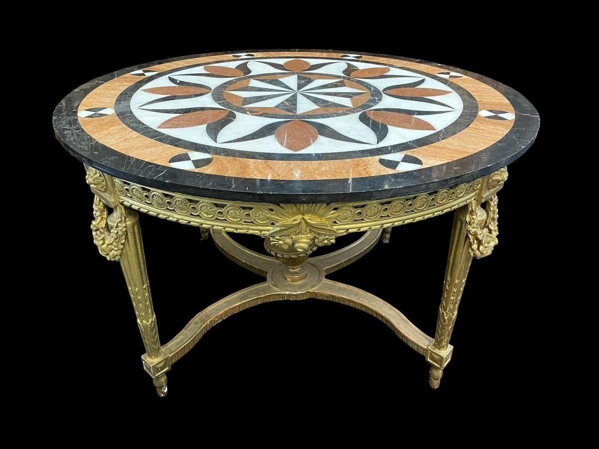 Large Louis XVI Style, Gilt Wooden Center Table 19thc.-photo-8