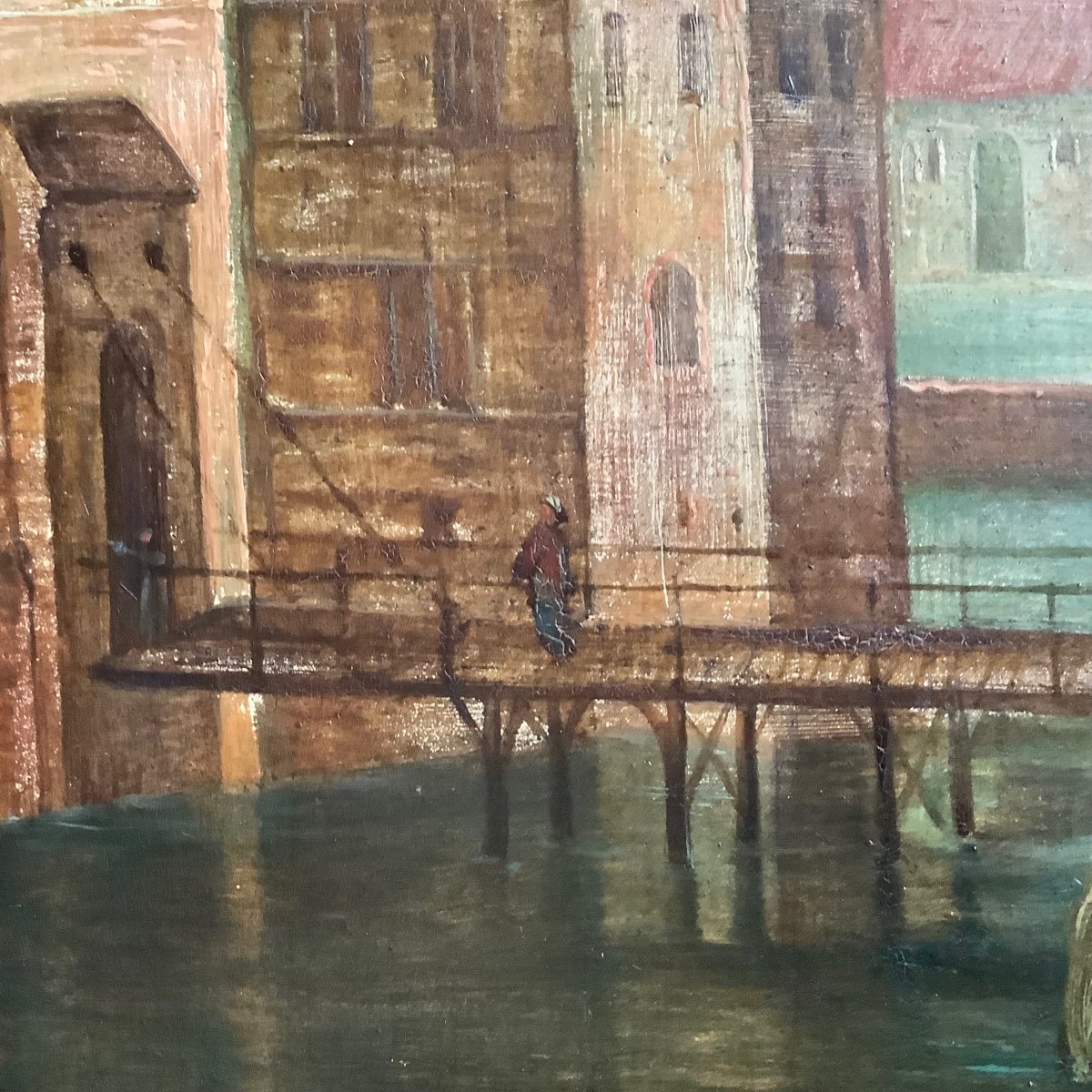 Peinture de Petit Château, Huile Sur Panneau De Chêne.-photo-2