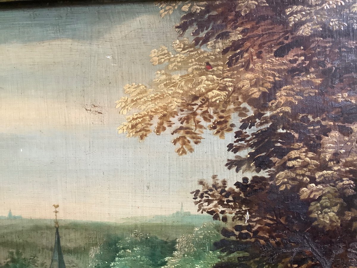 Peinture de Petit Château, Huile Sur Panneau De Chêne.-photo-7