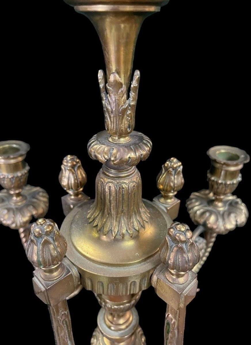 Pair Of Large Candelabra With Angels In Bronze 19th Century (76 Cm)-photo-3