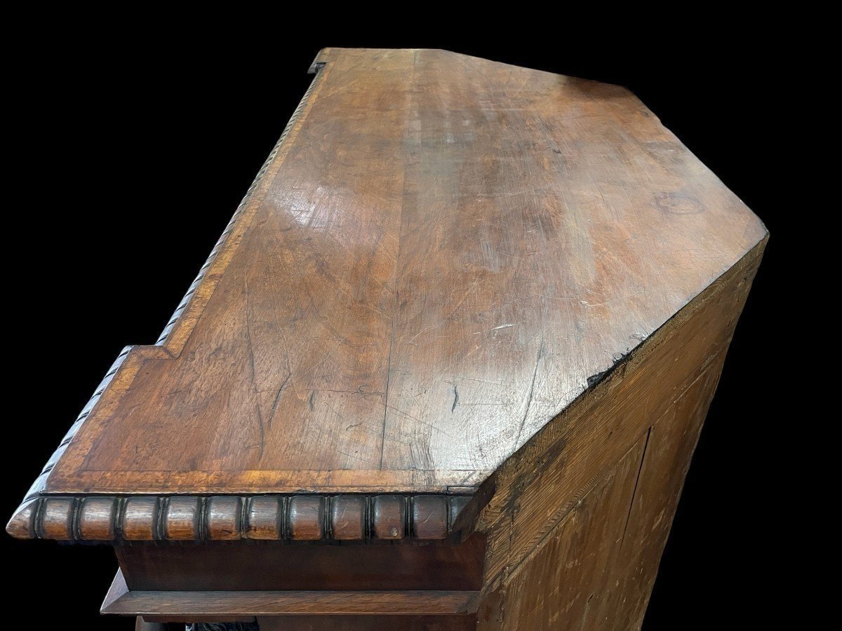Special Cabinet With 2 Large Walnut Sculptures 19th Century.-photo-5