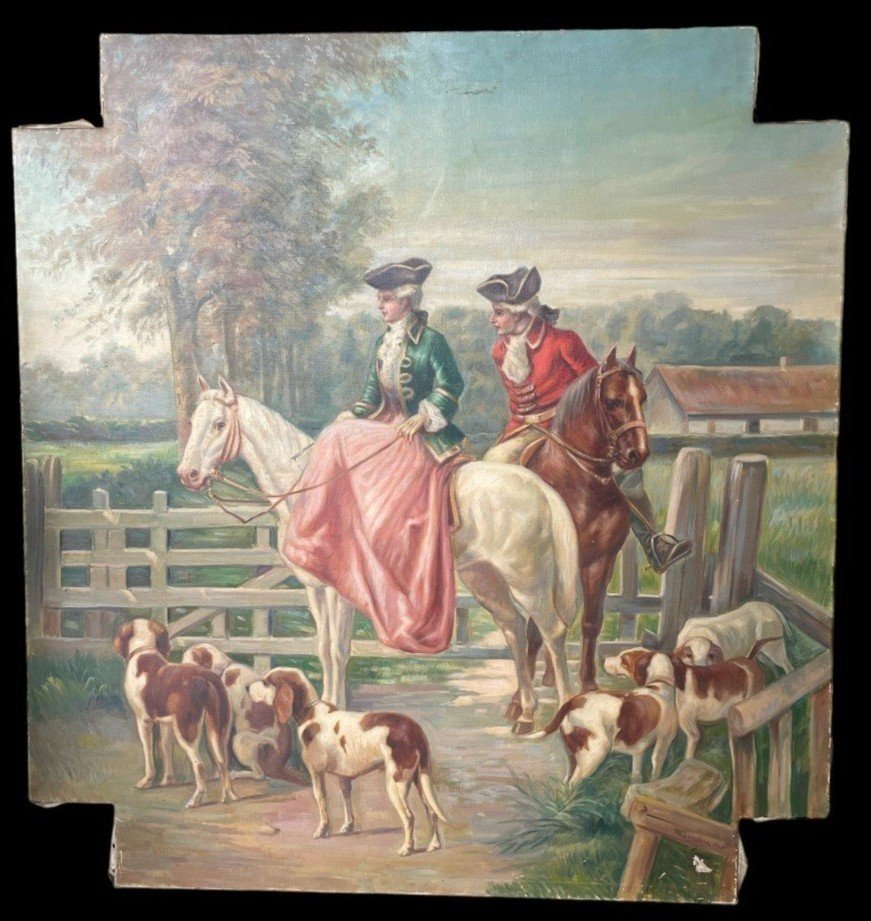 Ensemble De 3 Tableaux Décoratifs "nobles" Huile Sur Toile 1920-photo-6